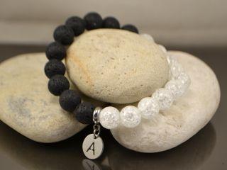 Браслет Най (лава + гірський кришталь 10 мм), фото 1