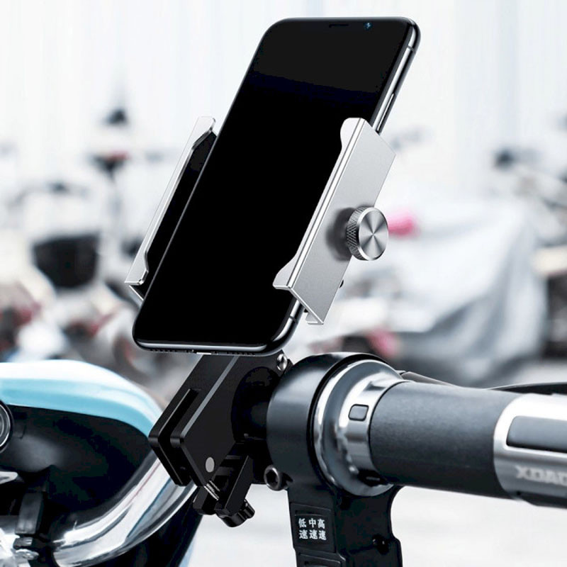 Мото- Вело- держатель для телефона на руль Baseus Knight Motorcycle серебристый (PB2111Z-1) - фото 3 - id-p1292531117