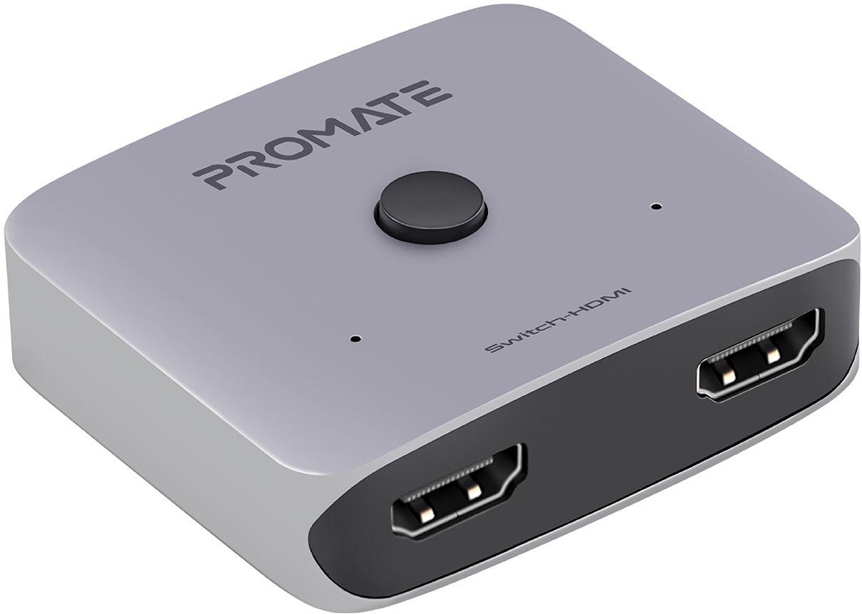 Світч двонаправлений Promate Switch-HDMI 4K 60Hz Silver (switch-hdmi.silver), фото 1
