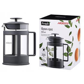 Френч-прес 800 мл чорний пластик скло Ardesto Fresh AR1008BLF