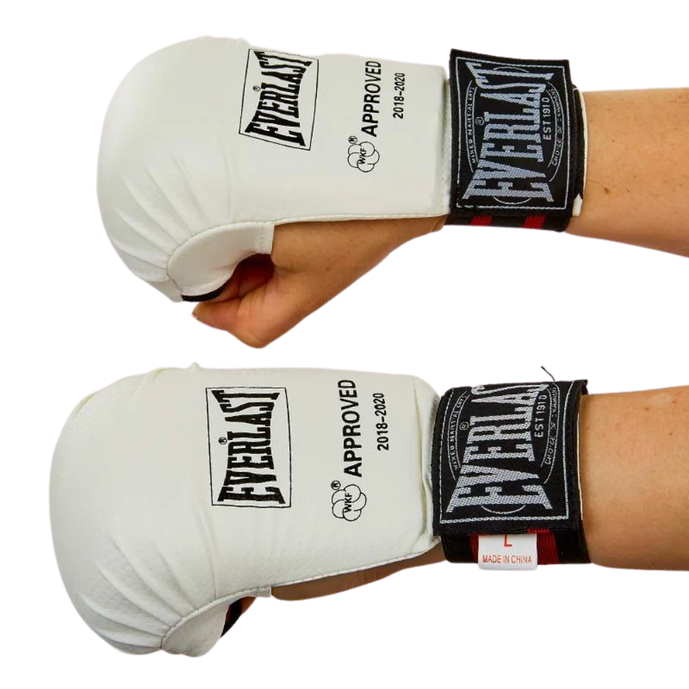 Рукавички-накладки для карате Захист на руки для єдиноборств EVERLAST Поліуретан Білі (BO-3956) S