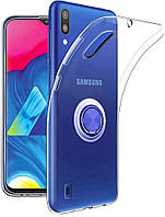 Прозрачный чехол с кольцом Samsung Galaxy M10 M105 Синий