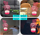 3D світильник Ведмедик Love з пультом ДУ. Нічник настільний 3D лампа, фото 5