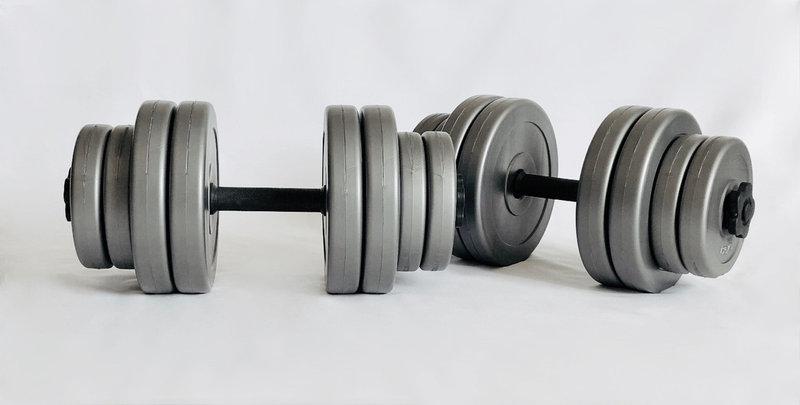 Розбірні гантелі композитні WCG GREY 2 по 15 кг (Набірні, пластикове покриття, гантелі для дому) W_1792