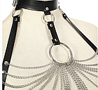 Портупея на ремінцях чорна з ланцюжками, фото 4