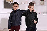 Утеплена шкіряна куртка для хлопчика або підлітка, чорного кольору, фото 3