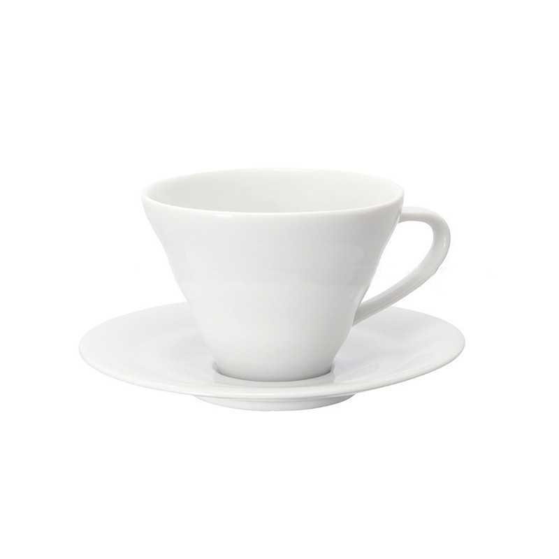 Керамічна кружка і блюдце Hario V60 Arita, Біла, 150 мл
