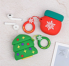 Чохол футляр для навушників AirPods новорічна ялинка силіконовий, фото 7