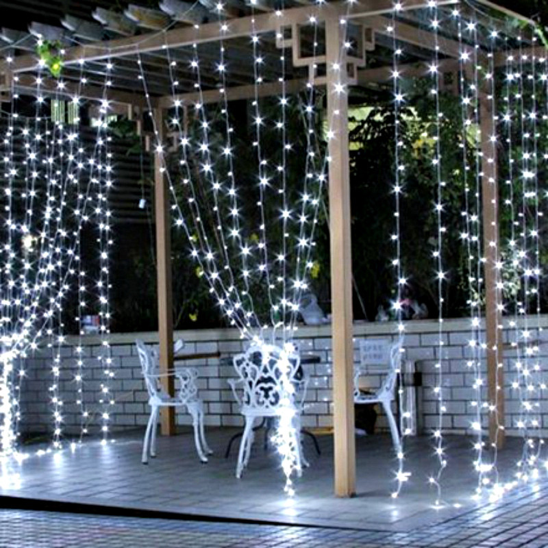 Гірлянда штора-водоспад 3*2 білий, Світлодіодна гірлянда 280 LED, прозорий шнур із перехідником, фото 1