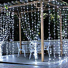 Гірлянда штора-водоспад 3*2 теплий білий,Світлодіодна гірлянда 280 LED,прозорий шнур з перехідником, фото 8