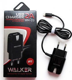 СЗУ WALKER WH-23 iPhone 7 2A + usb black