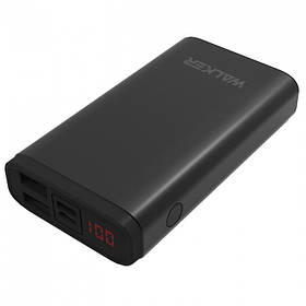 Powerbank WALKER WB-710QC 10000mAh Metal +LCD Quick Charge 3.0 2USB/3A/3A Роз'єм Type-C/micro black