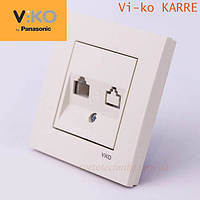Розетка комп'ютерна+телефонна VI-KO Karre(кремового кольору)