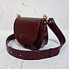 Сумка жіноча "Ріміні" натуральна шкіра, бургунді матова на широкому ремені, фото 2