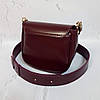 Сумка жіноча "Ріміні" натуральна шкіра, бургунді матова на широкому ремені, фото 3