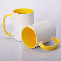Чашка для сублимации цветная внутри и ручка 425 мл (Желтый)