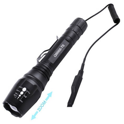 Ліхтар Police Q8668-T6, під рушницю, винос. кнопка, ЗП 220 V, 2x18650, zoom, Box, фото 1