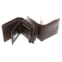 Мужской кошелек портмоне кожаный на кнопке коричневый для денег с вкладышем для карточек Dr. Bond M14
