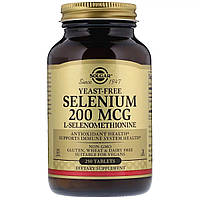 Селен, (Селенометіонін), Selenium, Yeast-Free, Solgar, 200 мкг, 250 таблеток