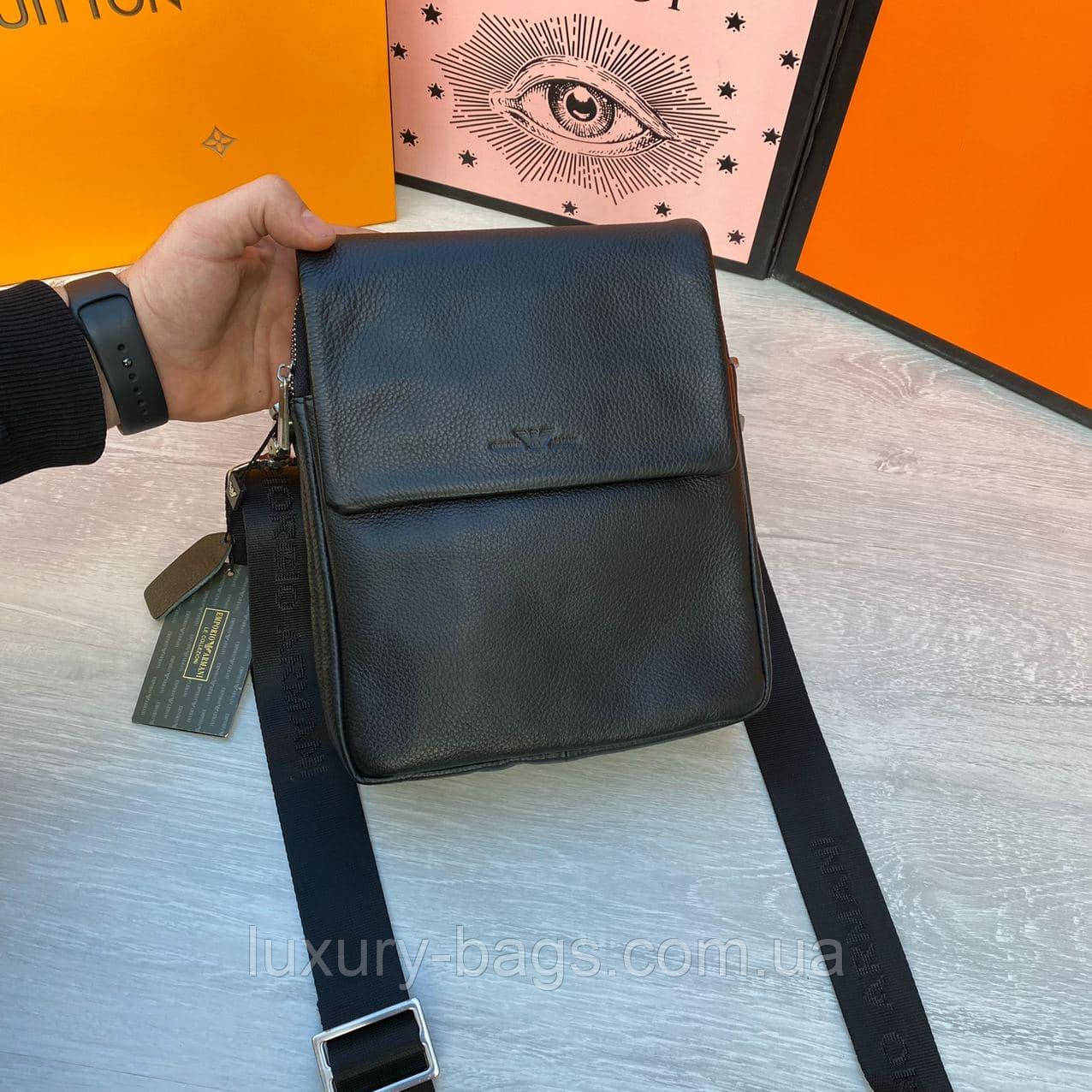 Шкіряна якісна сумка Armani через плече