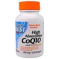 Коензим Q10 Високої Абсорбації 100мг, BioPerine, Doctor's Best, 120 желатинових капсул