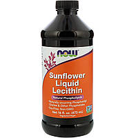 Соняшниковий Лецитин, Sunflower Liquid Lecithin, Now Foods, 473 мл.