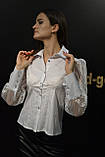 Сорочка біла жіноча, котон з прозорими рукавами, Туреччина, фото 6