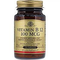 Вітамін В12 (Ціанокобаламін), Vitamin B12, Solgar, 100 мкг, 100 таблеток