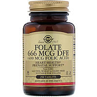 Фолієва Кислота (В9), Folic Acid, 400 мкг, Solgar, 250 таблеток
