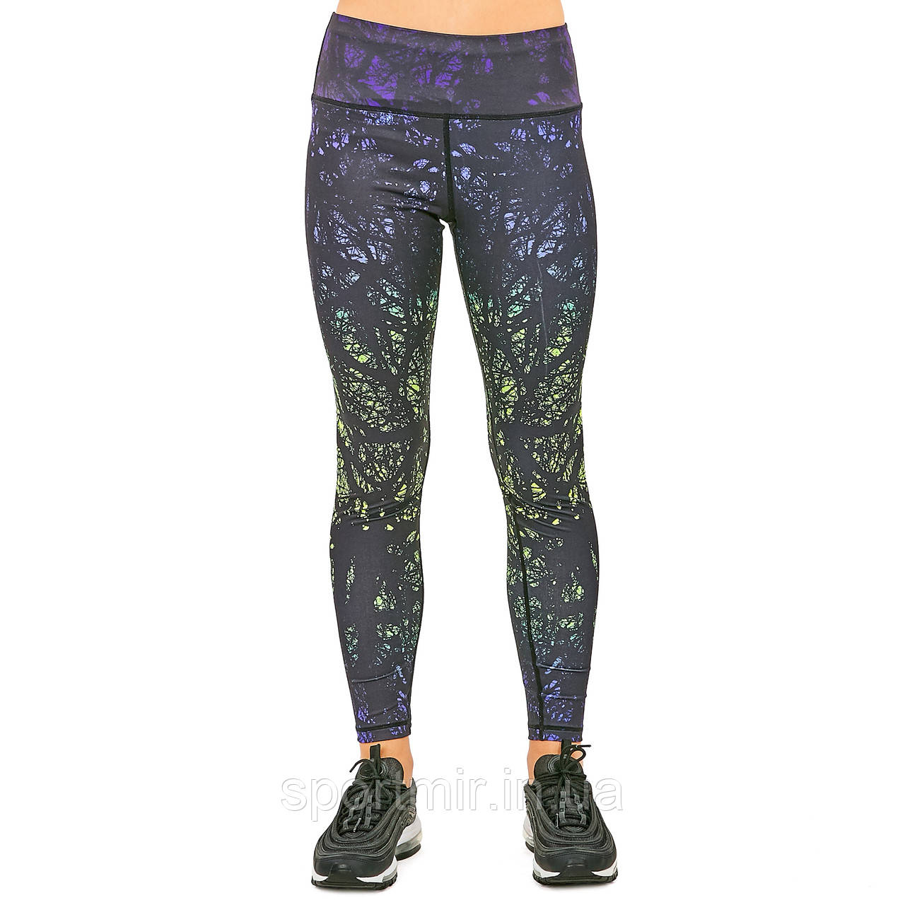 Лосини для фітнесу та йоги з принтом Lingo Абстракція BK19 розмір S-2XL-42-50 чорний, фото 1