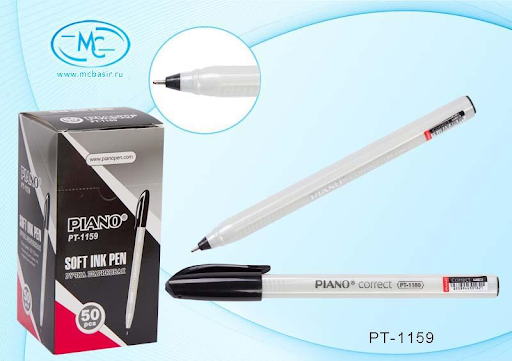 Ручка олійна Piano CORRECT PT-1159 тригранна/білий корпус чорна 50уп, 2000ящ