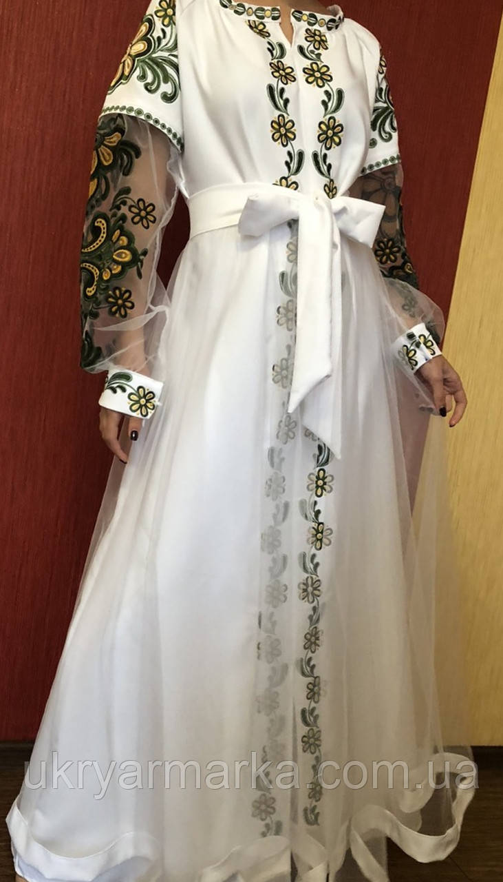 Ніжне плаття з вишитими рукавами "Травневе кохання"