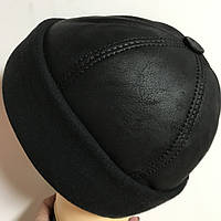 Чорна чоловіча шапка шестиклинка з натуральної овчини   59-60 ; 61-62 см