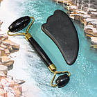 Ролик для особи і скребок гуаша з Обсидиант JADE ROLLER, фото 2