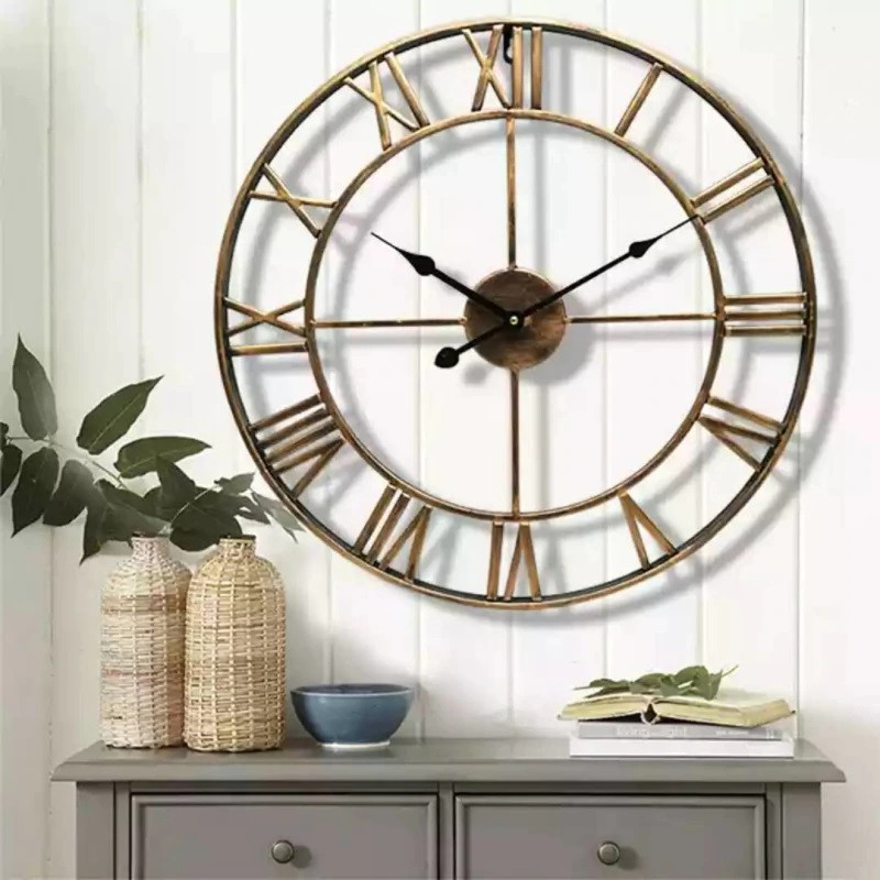 Годинник настінний Ti-Time (50 см) лофт Loft3-G-500 металевий бронзовий золотистий, фото 1