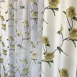 Готові атласні штори з тюлю Штори 150x270 + тюль 400x270 Якісне шторі з тюлю Штори та тюль у квіти, фото 3