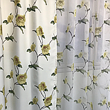 Готові атласні штори з тюлю Штори 150x270 + тюль 400x270 Якісне шторі з тюлю Штори та тюль у квіти, фото 4