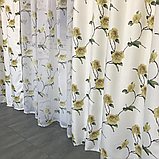 Готові атласні штори з тюлю Штори 150x270 + тюль 400x270 Якісне шторі з тюлю Штори та тюль у квіти, фото 5