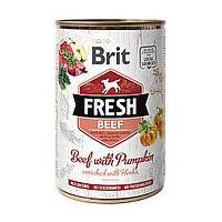 Консервы Brit Fresh (Брит Фреш) Dog с говядиной и тыквой для собак 400 г (6 штук)