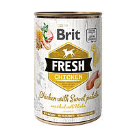 Консервы Brit Fresh (Брит Фреш) Dog с курицей и бататом для собак 400 г (6 штук)