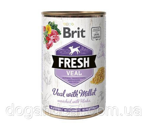 Консервы Brit Fresh (Брит Фреш) Dog с телятиной и просом для собак 400 г (6 штук) - фото 1 - id-p1292985419