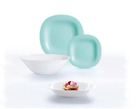 Столовий сервіз з салатником Luminarc Carine Light Turquoise&White 19пр