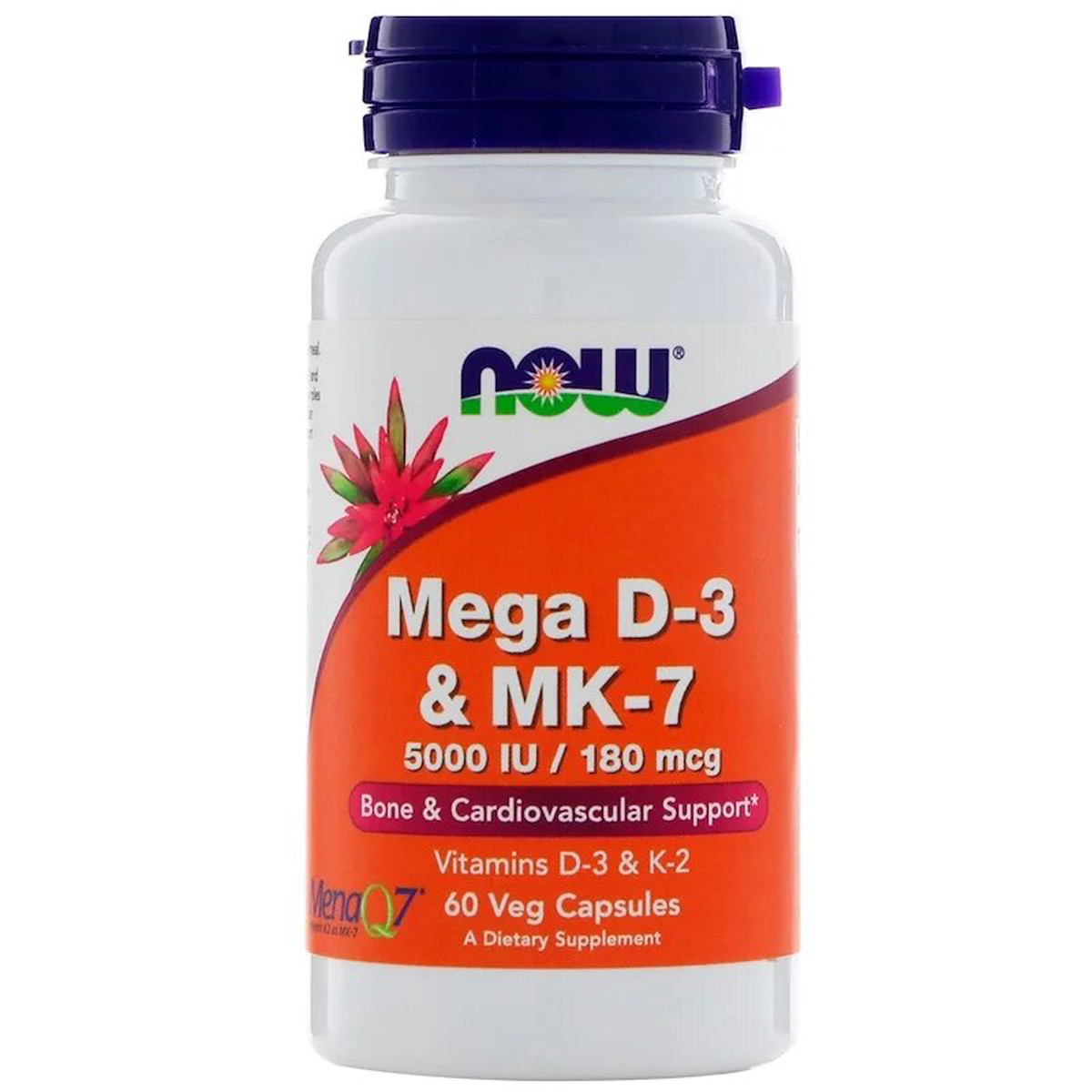 Вітаміни D-3 & MK-7, 5000 МО / 180 мкг, Now Foods, 60 капсул