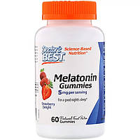 Мелатонін зі Смаком Полуниці, Melatonin Gummies, Doctor's s Best, 5 мг, 60 желейних цукерок
