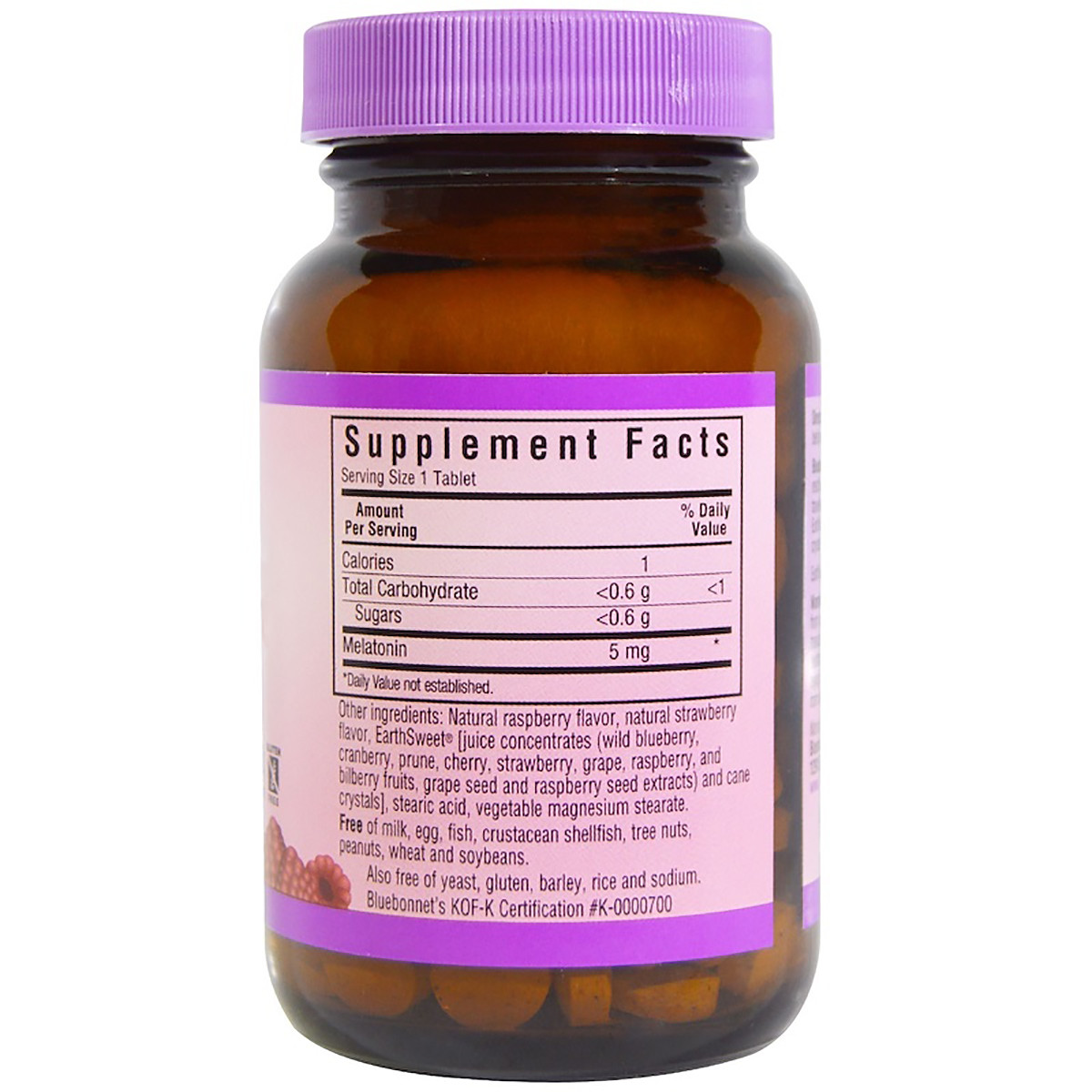 Мелатонін 5мг, Смак Малини, Earth Sweet Chewables, Bluebonnet Nutrition, 120 жев. табл.
