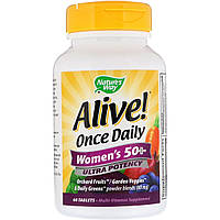 Вітаміни Для Жінок, Alive! Once Daily, women's 50+ Multi-Vitamin, nature's Way 60 Таблеток