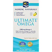 Риб'ячий Жир, Смак Лимона, Nordic Naturals, Ultimate Omega, Lemon, 1,280 мг, 120 Капсул