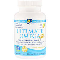 Риб'ячий Жир, Смак Лимона, Nordic Naturals, Ultimate Omega, Lemon, 1000 мг, 60 Капсул