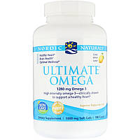 Риб'ячий Жир, Смак Лимона, Nordic Naturals, Ultimate Omega, Lemon, 1,280 мг, 180 Капсул