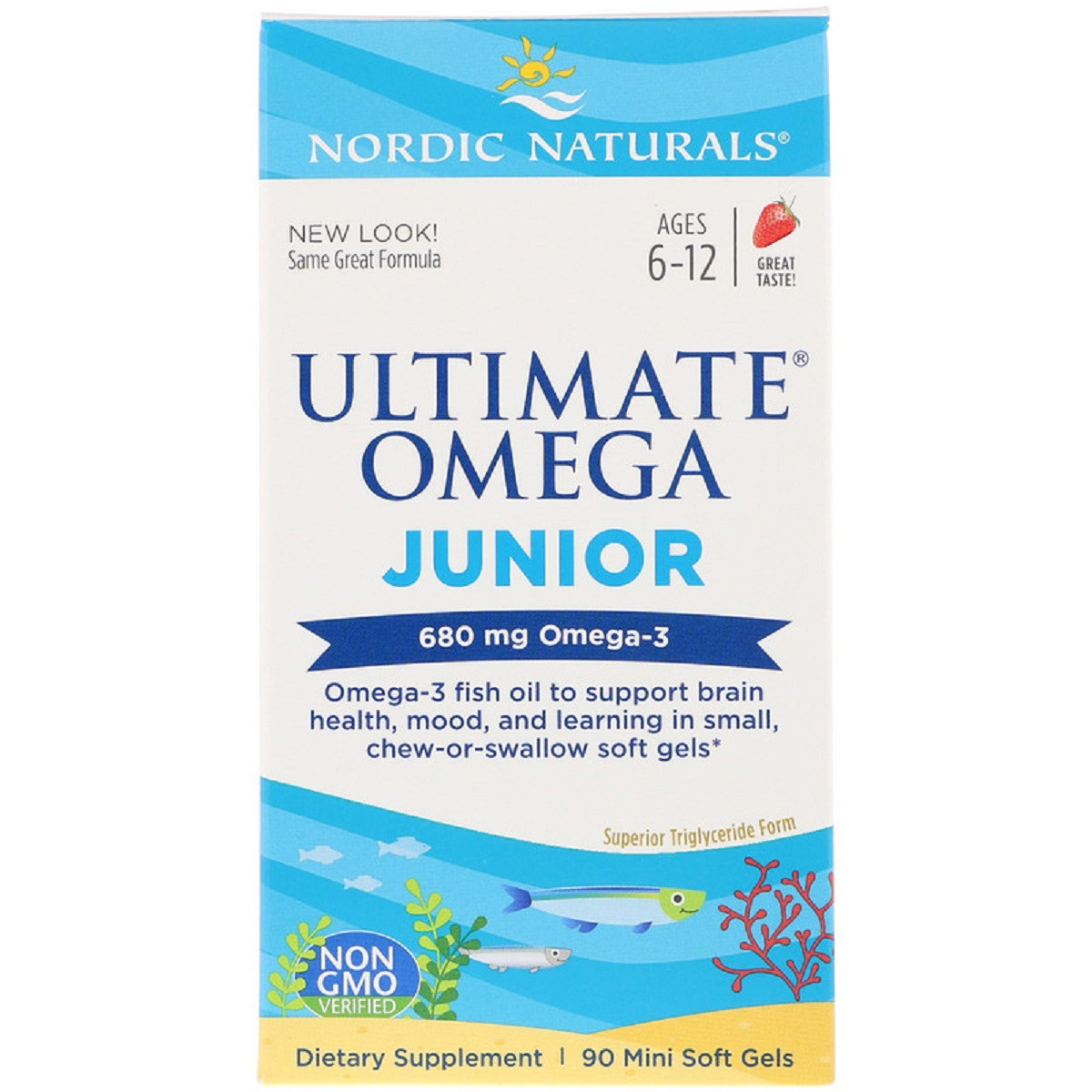 Риб'ячий Жир Для Підлітків, Ultimate Omega Junior, Nordic Naturals, 680 мг, 90 Гельових Капсул